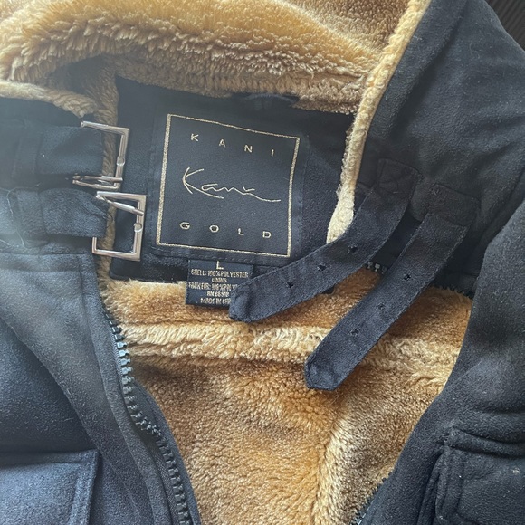 SOLD! Karl Kani Gold Men's Brown Suede/Fur Jacket Full Zip Large - Picture 3 of 4